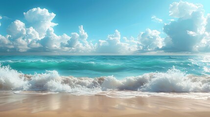Fototapeta premium Bright beach scene with sunlit sand