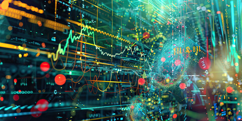 Financial Ecosystem: Abstract Market Dynamics - An abstract depiction of the interconnectedness of various financial instruments and markets, resembling a vibrant and complex ecosystem