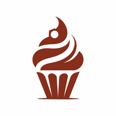 Chocolate color Cupcake  logo icon vector illustration 
