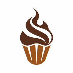 Chocolate color Cupcake  logo icon vector illustration 