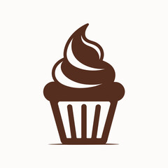 Chocolate color Cupcake  logo icon vector illustration 