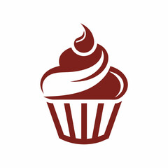 Chocolate color Cupcake  logo icon vector illustration 