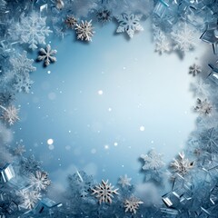 Blue and White Background With Snowflakes. Generative AI