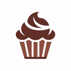 Chocolate color Cupcake  logo icon vector illustration 