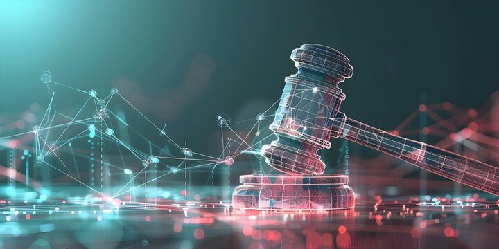 Legal hammer emphasizing digital safeguards for businesses amid data privacy regulations and cybersecurity laws. Concept Data Privacy Regulations, Cybersecurity Laws, Digital Safeguards