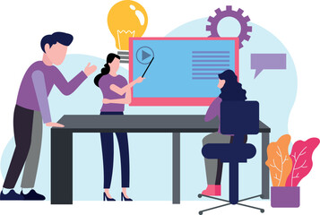 The girl is giving a business presentation.