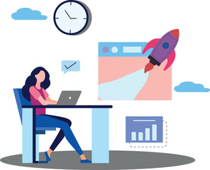 The girl is working on a business startup.