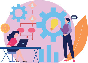 The girl is working on business management.