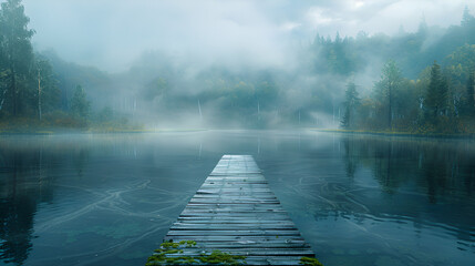 Misty Morning Lake Tranquility