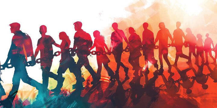 Defending Democracy: Upholding Values in College Protests - A visual representation of students forming human chains or barricades to protect their fellow protesters during a demonstration