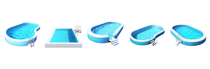 Fototapeta premium Set of A pool isolated on a transparent backgrounds