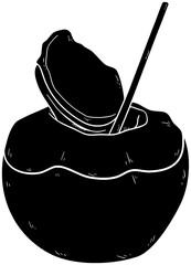 tropical illustration drink silhouette summer logo fruit icon leaf outline tree palm coconut nature holiday juice green coco water shape beach flower food for vector graphic background