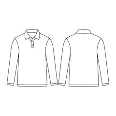 front back long sleeve polo mockup vector illustration