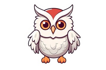 Fototapeta premium Cute cartoon owl with big eyes and red markings