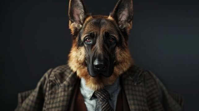 German Shepherd Posing as a Masculine Gangster