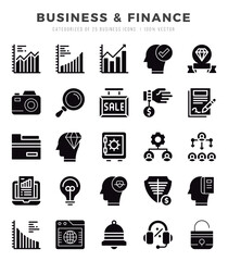 Set of Business & Finance Icons. Simple line art style icons pack.