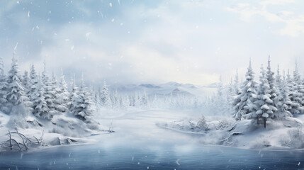 Fototapeta na wymiar Whimsical winter landscape. Beautiful snow-covered trees.