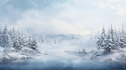 Whimsical winter landscape. Beautiful snow-covered trees.