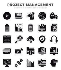 Project Management Icons Pack. Glyph icons set. Glyph icon collection set.