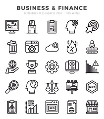 Set of Business & Finance Icons. Simple Lineal art style icons pack.