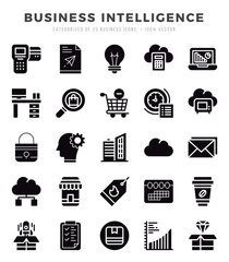 Business Intelligence Glyph icons. Vector Glyph illustration.