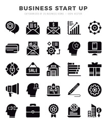 Business Start Up icons Pack. Glyph icons set. Business Start Up collection set.