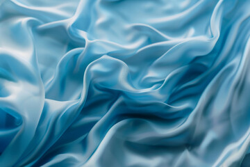Obraz premium High-quality close-up of elegant blue satin fabric with delicate folds and a silky texture, perfect for backgrounds, luxury design concepts, or textile-related visual content