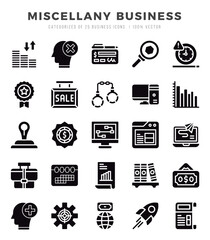 Miscellany Business icons set. Collection of simple Glyph web icons.