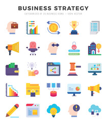 Business Strategy Flat icons collection. Flat icons pack. Vector illustration