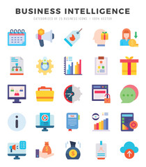 Set of Business Intelligence icons. Vector Illustration.