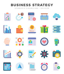Business Strategy elements. Flat web icon set. Simple vector illustration.