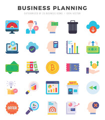 Business Planning Icons Pack. Flat icons set. Flat icon collection set. Simple vector icons.