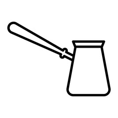 Illustration depicting a black coffee pot icon on a white background