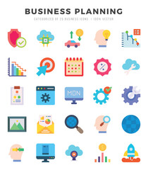 Business Planning Flat icons collection. 25 icon set. Vector illustration.