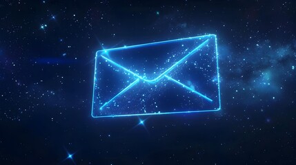 E-Mail  Glowing Digital Envelope Shining in the Starry Night Sky Symbolizing Exciting Announcement