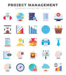 Project Management Icon Pack 25 Vector Symbols for Web Design.