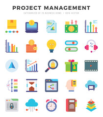Set of Flat Project Management Icons. Flat art icon. Vector illustration