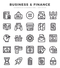 Set of Business & Finance icons. Vector Illustration.