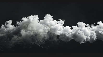 A black and white photo of a cloud of smoke. The smoke is thick and billowing, creating a sense of heaviness and darkness. The image evokes a mood of mystery and intrigue