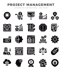 Project Management icons set for website and mobile site and apps.