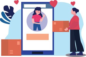 The girl is donating online.