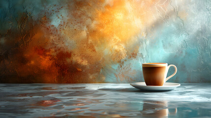 Glossy Coffee Art Exhibit: Creative  Artistic High Res Image Showcasing Coffee Culture