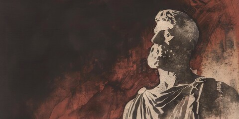Obraz premium Epic Abstract Figure from Ancient Mythology Portraying Stoic Stoicism Existence with Timeless Classicism and Stoical Expressionism