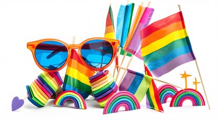 Festive LGBTQ props with rainbow flags add vibrant splashes of color and joy to any celebration, embodying love, acceptance, and unity.
