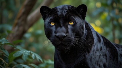 Majestic Black Panther in Jungle - AI Generated Wildlife Wallpaper
