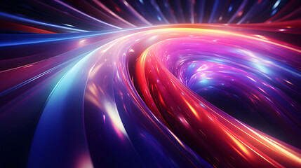 Abstract futuristic background with gold PINK blue glowing neon moving high speed wave lines.