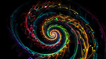 Abstract Neon Lighting In The Shape Of Spiral Background