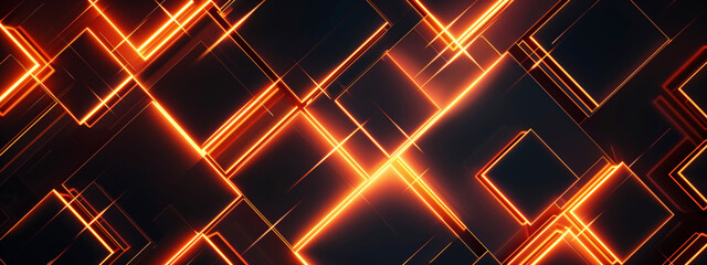 Fiery abstract geometric background with bright orange and red lines on a dark backdrop. Energetic and intense design with sharp edges and glowing elements.
