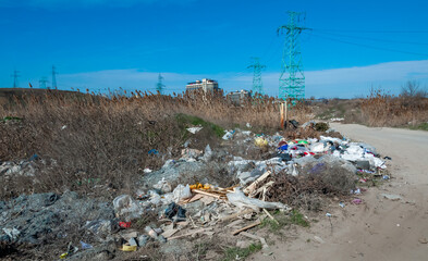 Illegal spontaneous garbage dump, wildlife pollution, environmental problem