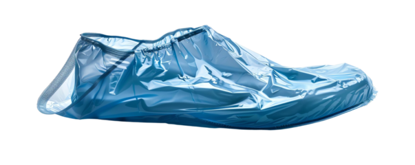 Disposable blue shoe cover for hygiene and cleanliness. Protects from dirt in various environments. Essential for medical and lab use.